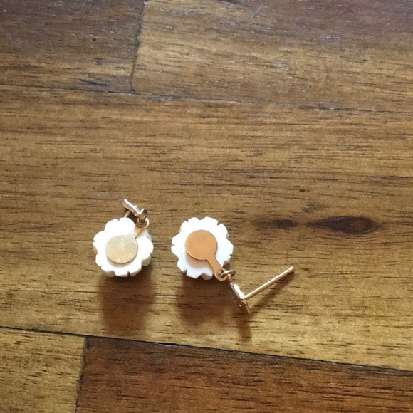Gold & Ivory Colored Rose Earrings - Picture 4 of 5